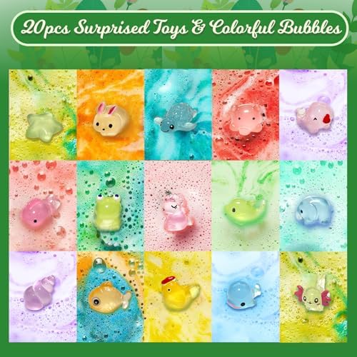 Bath Bombs for Kids with Surprise Toys Inside, 20 Pack Kids Bath Bombs with Glow in The Dark Toys, Natural Handmade Bubble Bath Fizzy Ball, Birthday Christmas Gift Set for Girls Boys