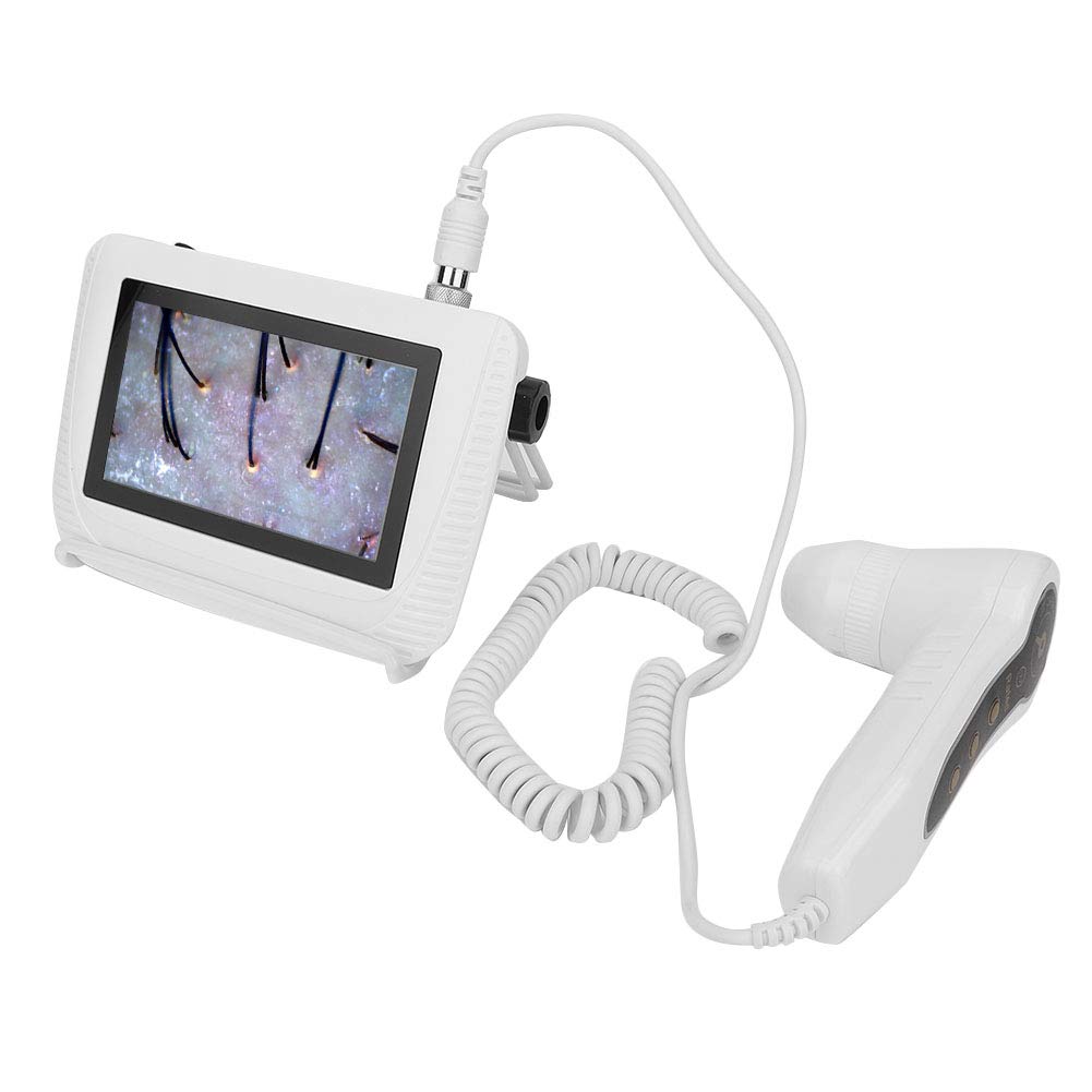 Skin Hair Scalp Detector, air Follicle Facial Skin Oil Moisture HD LCD Screen Microscope Tester, Rechargeable Hair Analyser Mach