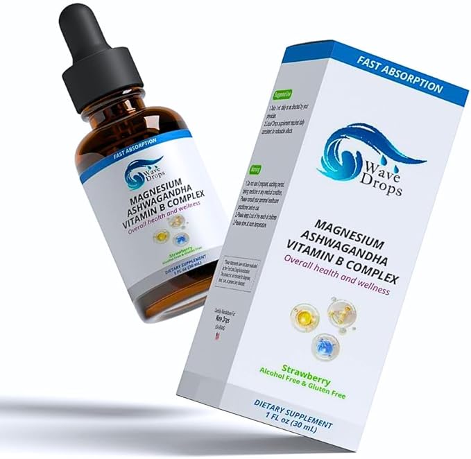 Magnesium, Ashwagandha & B-Complex Liquid Drops | Supports Stress Management,Nervous System,Promotes Energy Levels | Non-GMO and Gluten-Free | 1 Fl Oz (1)