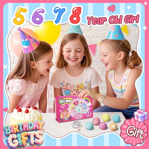 Unicorn Bath Bombs for Kids Girls with Bracelet Inside, sanyi Bubble Bath Toys Birthday Gifts for 4 5 6 7 8 Year Old Girl Daughter Granddaughter Niece