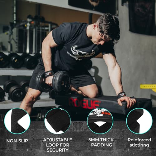 BEAST RAGE Lifting Wrist Straps for Weightlifting, Weight Lifting Straps Gym Power Workouts Lifting Straps Padded Cotton Men Women Supportive Lift Deadlift Straps Hard Pull Exercise Straps (Black)