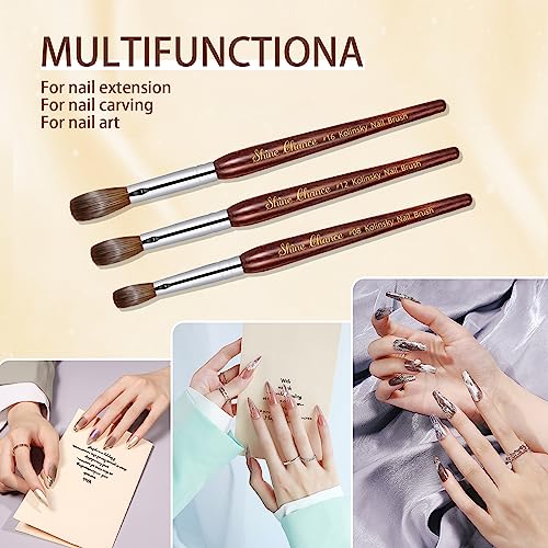 Acrylic Nail Art Brush - Size 16, 100% Pure Kolinsky Hair Oval Nail Brush for Professional Acrylic Application, DIY Home Salon