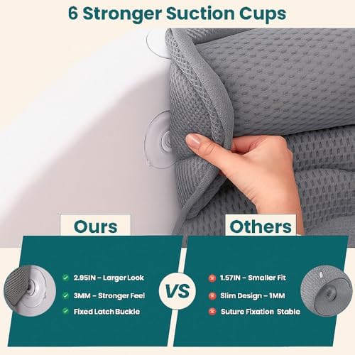 Bath Pillow for Tub – Bath Pillow Luxury Spa Bathtub Pillow with 6 Suction Cups, Soft Neck and Head Support, Washable Full Body Tub Cushion for Women & Men, Relaxing Bath Accessories Spa Gifts