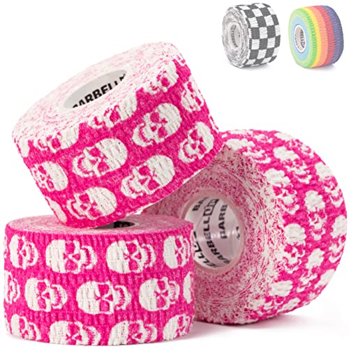 Barbell UP Professional Weight Lifting Thumb Tape - Protects Finger Tape, Adhesive for Powerlifting, Yoga & Gym, Hand Grip Support for Weightlifting, Deadlift, Barbell Hook Grip (Skull)
