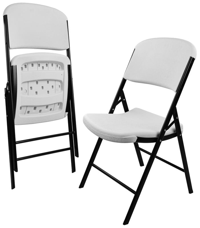Gianna Folding Chair, Heavy Duty Plastic Chair with 500-Pound Capacity for Kitchen Wedding Party, Set of 2