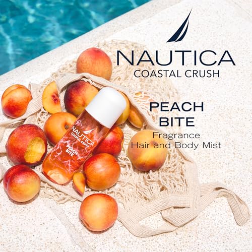 Nautica Peach Bite, a Refreshing Gourmand Hair & Body Mist for Women, Notes of Peach Iced Tea, Peony, and Blond Woods Accord, Long Lasting, 8.0 fl oz