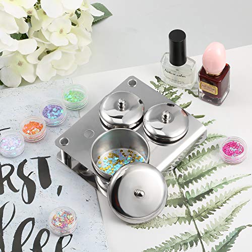 3 Pieces Acrylic Liquid Container Stainless Steel Acrylic Liquid Powder Cup Stainless Steel Nail Powder Holder Container with Lids for Nail Design Tools