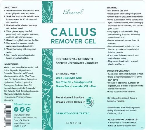Ebanel Set of Professional Callus Remover for Feet, and Urea Cream 40% Plus Salicylic Acid 2%, Heel Foot Callus Remover Gel Exfoliator Dead Skin Cuticle Removal Toenail Softener Keratolytic Pedicure