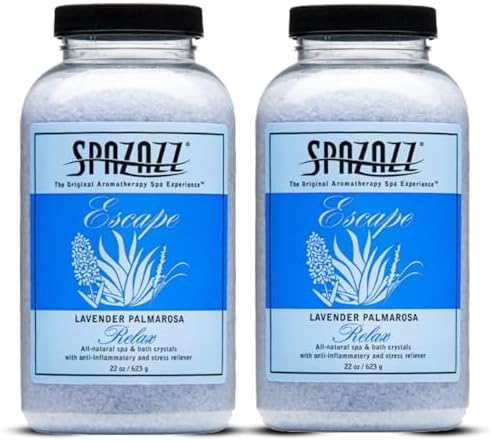 Spazazz Aromatherapy Hot Tub Crystals – Palmarosa Lavender Bath Salt for Bathtub & Hot Tub Spa – Relaxing Bath Salts – Aromatherapy Bath Salt – Lavender Bath Soak & Spa Essentials