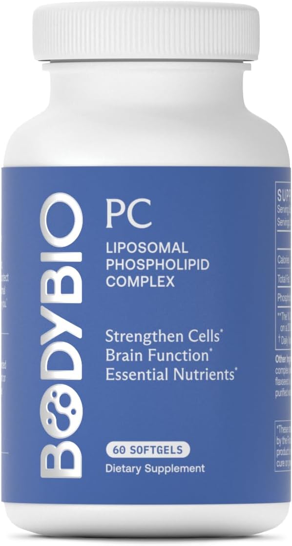 BodyBio PC - Phosphatidylcholine for Mental Clarity, Healthy Aging, Cellular Repair, and Gentle Daily Detoxification - 60 Softgels