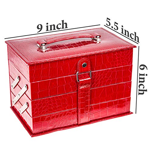 SHANY All In One Makeup Set, Eyeshadow, Blushes, Face Powder, Lipstick, Eye liners, Make up Pencils and Cosmetics Mirror - Makeup Kit With Reusable Storage Beauty Box - Red