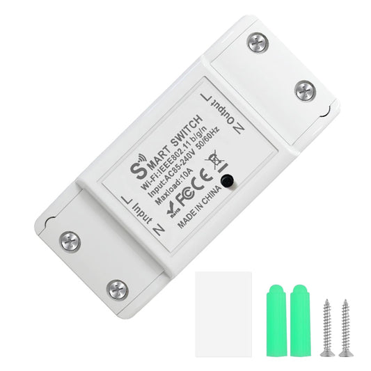 10A Smart WiFi Wireless Light Switch,Wi-Fi Light Switch Compatible with Alexa & Google Home & SmartThings,No Hub Required Support DIY Module