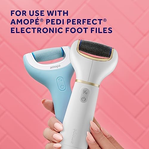Amope Pedi Perfect Electric Callus Remover Foot File Roller Head Refills, with Diamond Crystals, Removes Hard & Dead Skin, Mixed Pack for Hard Skin, 1 Regular Coarse & 1 Ultra Coarse Refill – 2 Count