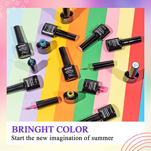 MIZHSE Neon Cat Eye Gel Nail Polish Set 12Pcs, Cateye Blue Green Purple Soak Off Gel Polish Magnetic Manicure Kit for Nail Art Salon 7ml