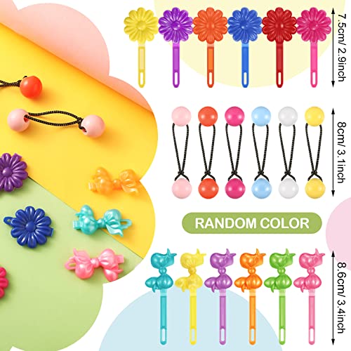 Giegxin 60 Pcs Self Hinge Hair Barrettes Ball Bubble Hair Accessories for Girls Set Plastic Girls Barrettes Clips Assorted Elastic Ponytail Holder Toddler Ball Ties(ovely Style)
