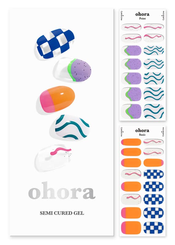 Ohora Semi Cured Gel Nail Strips (N Snatched) - Blue, Patterned, Works With Any Uv/Led Nail Lamps, Salon-Quality, Long Lasting,