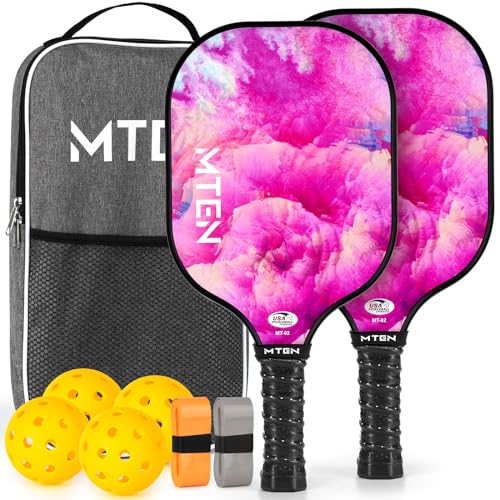 Pickleball Paddles, USAPA Pickleball Paddles Set of 2, Fiberglass Surface Honeycomb Pickleball Paddles, Pickle Ball Rackets, 2 Pickleball Paddles, Comfort 2 Grip, 4 Pickleball Balls and Pickleball Bag