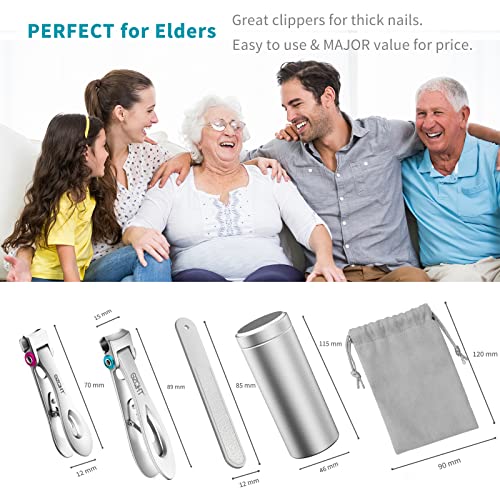 SZQHT Extra Wide Jaw Opening Nail Clippers for Thick Nails Cutter for Ingrown Toenail Clippers & Fingernails Manicure Set,Pedicure Kit,Men & Women(Silver)