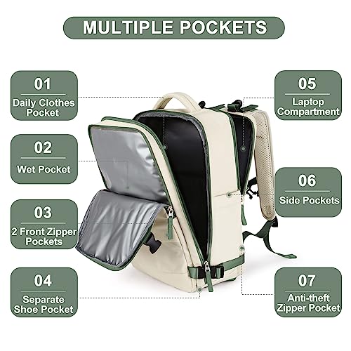 coofay Large Travel Backpack For Women Men Airline Approved Carry On Backpack Flight Approved Waterproof Sports Luggage Backpack Casual Daypack Hiking Backpack