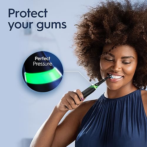 Oral-B iO Series 5 Rechargeable Electric Toothbrush with Visible Pressure Sensor to Protect Gums, 2 Minute Timer, 5 Cleaning Settings, 1 Replacement Toothbrush Heads, and Travel Case, White