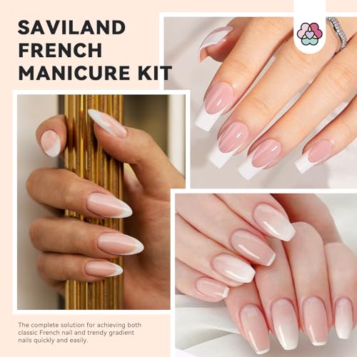SAVILAND Soft Nail Sponges for Ombre: Nail Art Sponges with Grabbing Pen Gradient Nails Sponge Easy French Tip Stickers for French Manicure Aura Nails for Beginner
