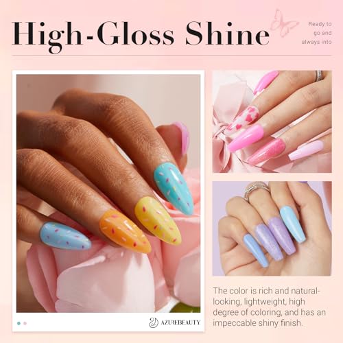 AZUREBEAUTY 170Pcs Dip Powder Nail Kit Starter, 36 Colors Pastel Pink Purple Blue Yellow Dip Powder Liquid Set Spring Summer with Top/Base coat Activator for French Nails Art Gifts