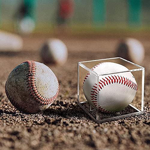 2 Pack Baseball Display Case, UV Protected Acrylic Boxes for Display,Clear Display Case Baseball Cube Memorabilia Showcase Autograph Ball Protector