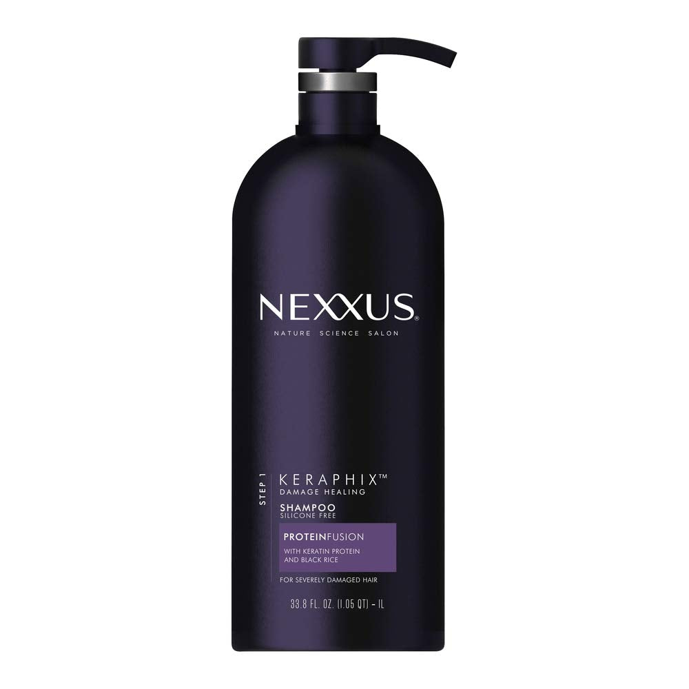 Nexxus Keraphix Shampoo With Proteinfusion For Damaged Hair Keratin Protein, Black Rice, Silicone-Free 33.8 Oz