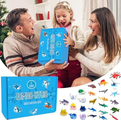 Shark Bath Bombs for Kids with Surprise Inside SEA Animals - Natural and Safe Bath Bombs Gift Set for Girls & Boys - Multicolored Organic Bubble Bath.