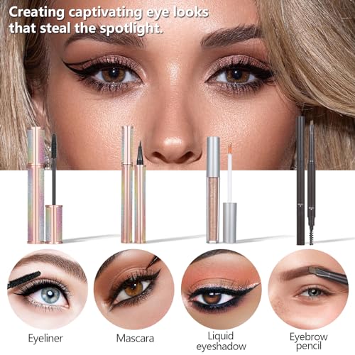 Makeup Kit For Girls Gift, Make up Kit For Women Full Kit Includes Sponge Eyeshadow Liquid Lipstick Concealer Eyeliner Eyebrow Makeup Bag