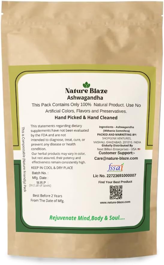 Ayurvedic Indian Ashwagandha Powder 4 Oz (114 Gm/0.25 lb)