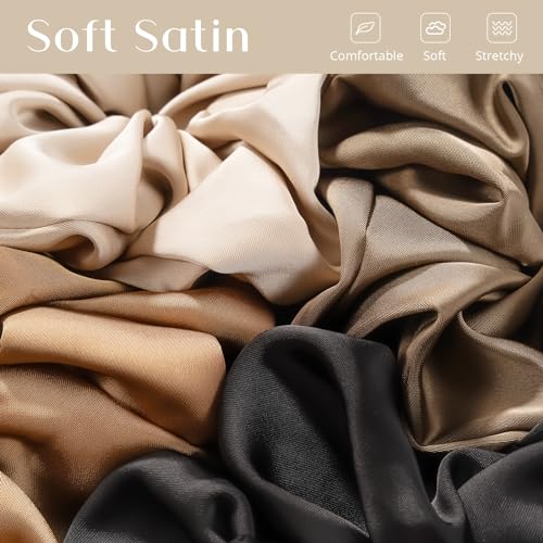 Lolalet Big Scrunchies for Women, 5.9 Inch Large Satin Scrunchies Jumbo Oversized Elastic Hair Ties Extra Large Giant Hair Bands -4 Pack, Style B