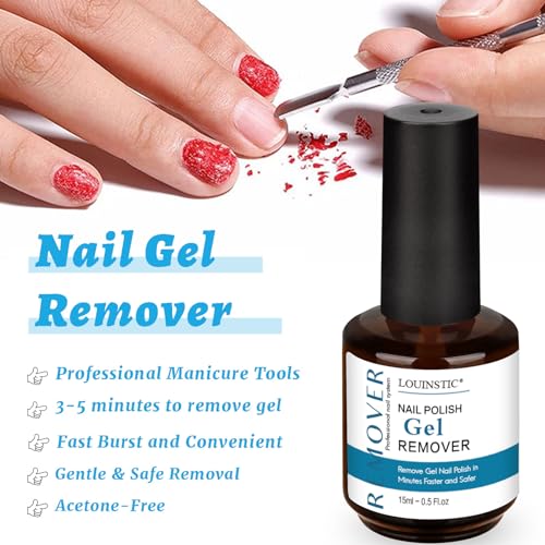 LOUINSTIC Gel Polish Remover: Professional Gel Nail Polish Remover for Nails, 3-5 Minutes Easy Quick Gel Nail Remover
