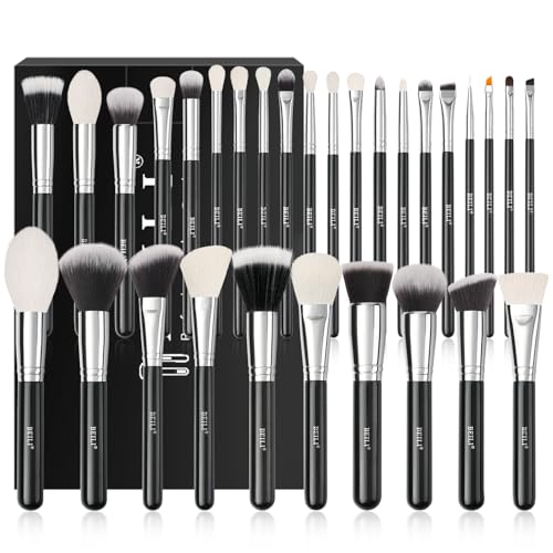 BEILI Makeup Brushes 30Pcs Professional Makeup Brush Set Premium Synthetic Kabuki Foundation Blending Brush Face Powder Blush Concealers Eye Shadows Make Up Brush Set (Black)