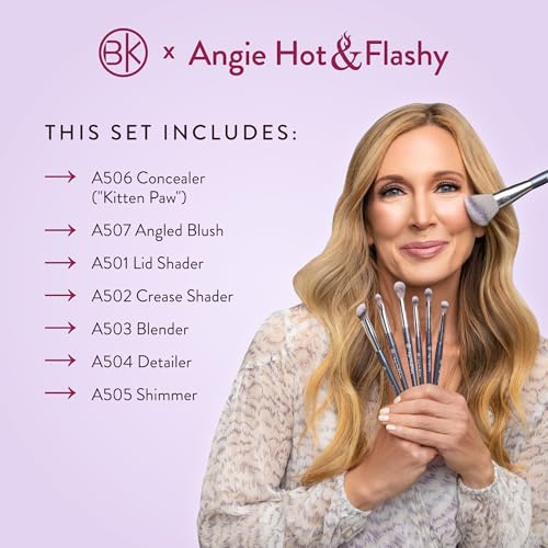 BK BEAUTY BRUSHES - ANGIE HOT & FLASHY Brush Set (7PC) - Viral Under-Eye Concealer, Eye Shadow, | Bronzer, Blush & Highlighter Makeup Brushes