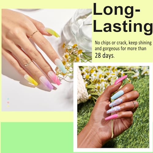 AZUREBEAUTY 170Pcs Dip Powder Starter Kit, 36 Spring Summer Blue Yellow Pink Neon Color Dipping Powder With Essential Liquid Set for French Nail Art Manicure Salon DIY Home