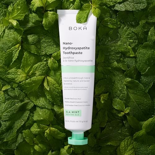 Boka Fluoride Free Toothpaste, Nano Hydroxyapatite Toothpaste, Appropriate for Sensitive Teeth - for Adult, Kids Oral Care - Ela Mint Flavor, 4 Fl Oz 1Pk US Manufactured