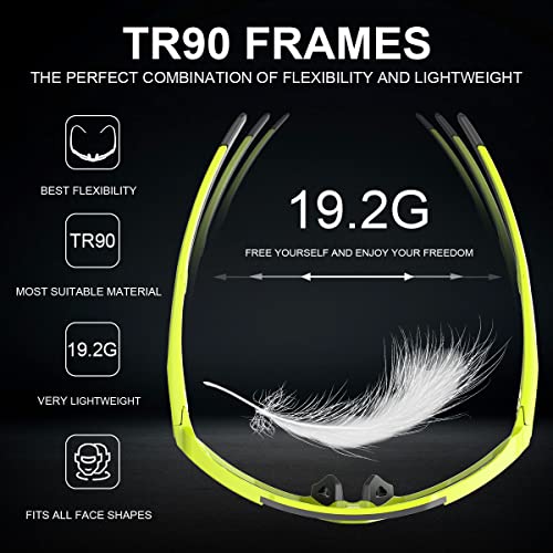 X-TIGER Polarized Sports Sunglasses with 5 Interchangeable Lenses,Mens Womens Cycling Bike Glasses,Baseball Running Fishing Golf Driving Sunglasses