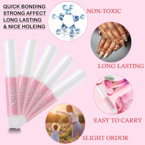 Nail Glue,Super Strong & Long-Lasting Nail Glue for Broken Acrylic Nails Press on Nails,Professional Ultra Quick Adhesive for Nail Art Supplies,0.07OZ/PCS(80PCS)