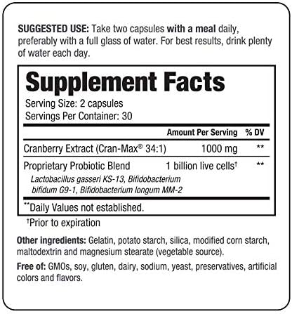 Kyo-Dophilus Cran+ Probiotic, Urinary Tract and Bladder Health*, 60 Capsules