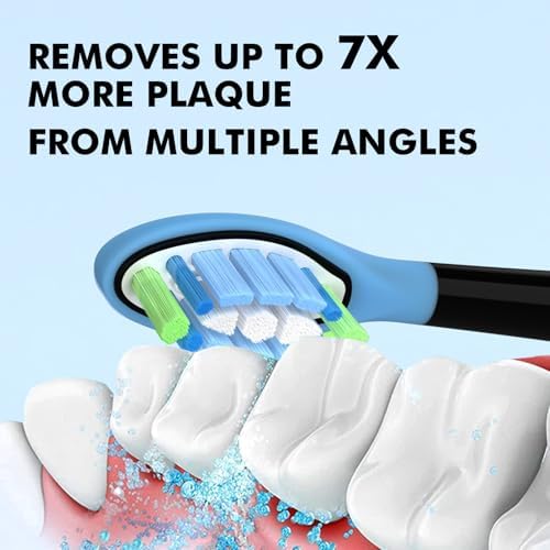 Toothbrush Heads Compatible with Philips Sonicare C3 C2 G3 A3 W2 Replacement Heads, 12 Pack Brush Heads Compatible with Philips Sonicare Snap-On Toothbrush Handles, Black