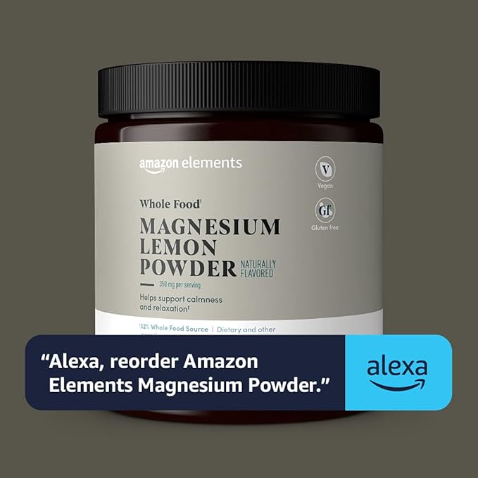 Amazon Elements Whole Food Magnesium Lemon Powder, 9.13 Ounce (Pack of 1) (70 servings)