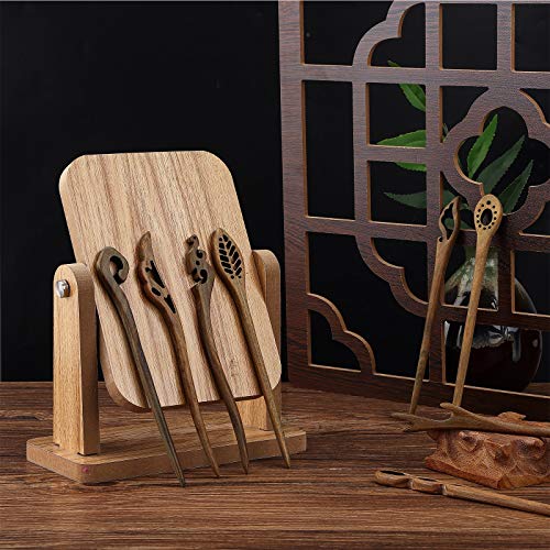 Chuangdi 8 Pieces Wooden Hair Sticks Japanese Hair Chopstick for Women Bun Maker, Chinese Chopstick Hairpin for Women Handmade Chignon Maker Accessories(Classic Pattern)