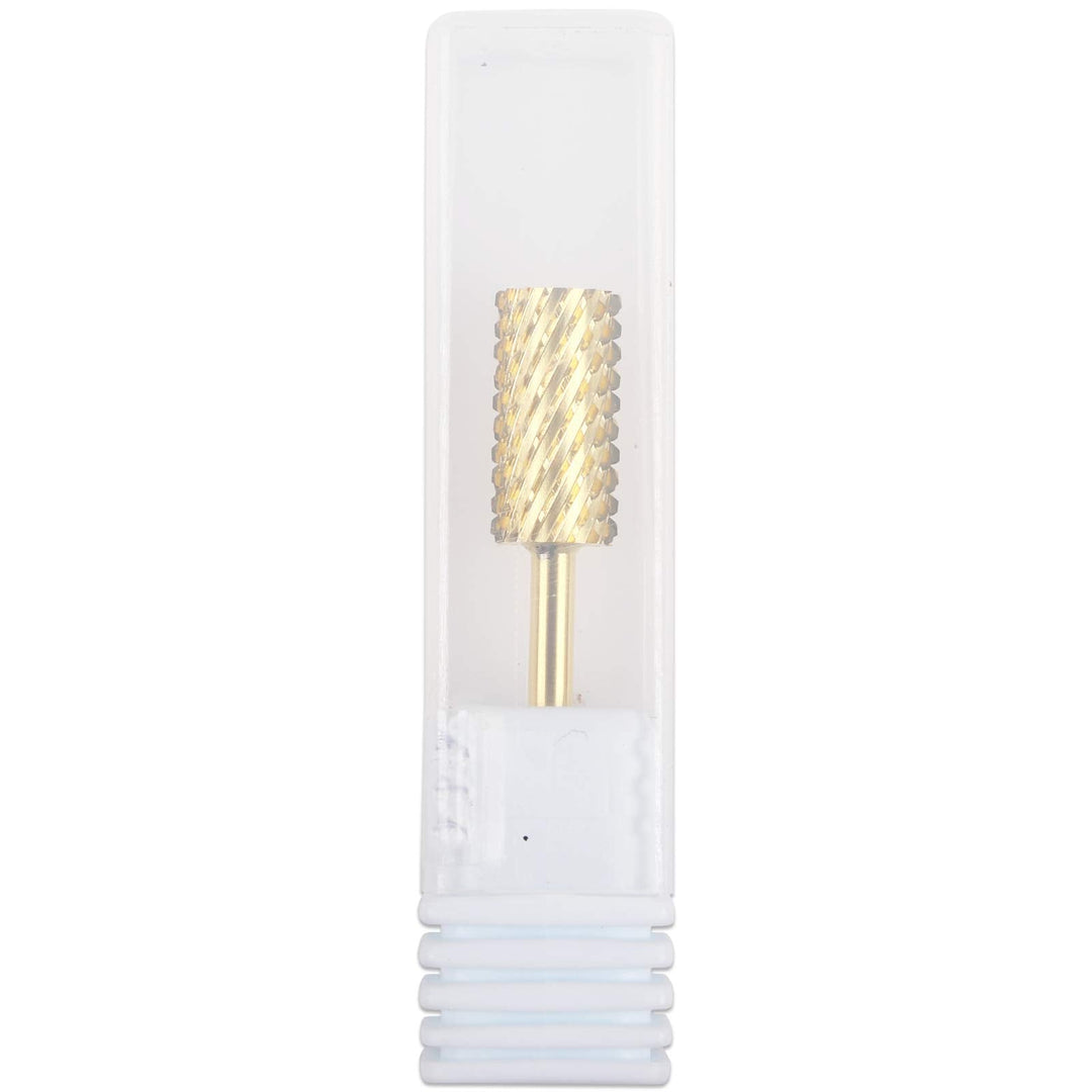 PANA 3/32" Shank Size - Flat Top Large Barrel Gold Carbide 2X Coarse Grit - Nail Drill Bit for e-File Nail Drills