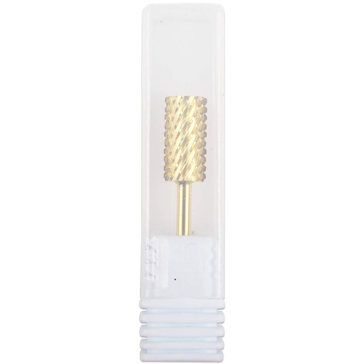 PANA 3/32" Shank Size - Flat Top Large Barrel Gold Carbide 2X Coarse Grit - Nail Drill Bit for e-File Nail Drills