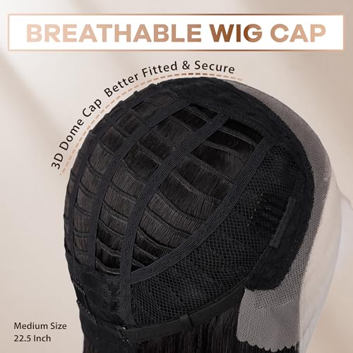 BLL Synthetic Lace Front Wig,13x4 Lace Wig Pre-Plucked Long Straight Glueless 1B Black Wigs For Black Women 26inch Ready to Wear Wigs Beginner Friendly