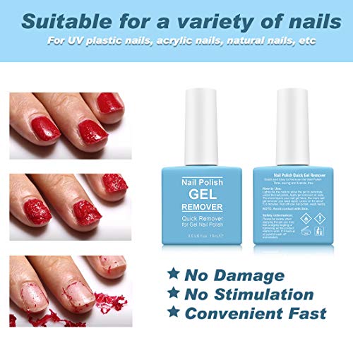 2 Pack Gel Nail Polish Remover, Gel Polish Remover for Nails, Easily Magic Soak-Off Gel Polish in 2-5 Minutes - Safe, No Need For Foil, Soaking Or Wrapping (with 1 Cuticle Pusher and Nail Scraper)