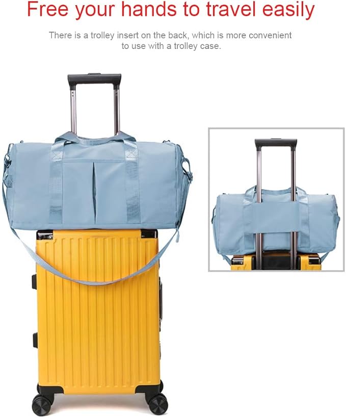 Blackwheel Sports Gym Bag With Shoe Bag Wet Bag Duffle Bag Waterproof Travel Bag for Women Men Light Blue 29L