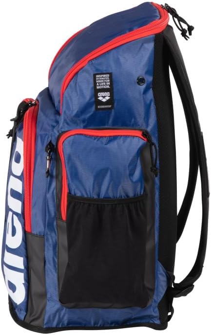 ARENA Spiky III Backpack 45 Swimming Athlete Sports Gym Rucksack Large Training Gear Equipment Swim Bag for Men and Women, 45 Liters, Navy/Red/White