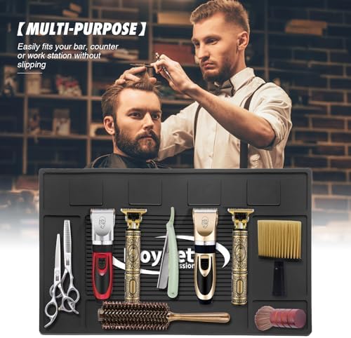 MoyRetty Magnetic Barber Organizer Mat for Clippers(17.7'' x 11.8''), Professional Anti-Slip Heat-Resistant Silicone Pad for Hair Stylist Supplies- 4 Magnets